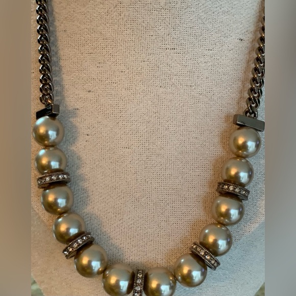 Givenchy Bronze Tone Faux Pearls and Rhinestones Necklace and Earring Set - Picture 9 of 10
